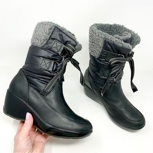 Sperry Waterproof Leather Snug Harbor Ankle Rain Boots Faux Sherpa Lined 6